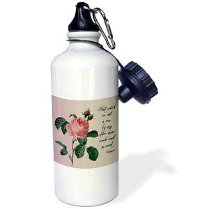 3dRose "That Which We Call A Rose Shakespeare quote" Sports Water Bottle, 21 oz, White