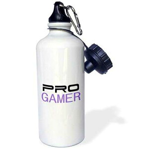 3dRose "Pro gamer-awesome gaming job or hobby and proud of it-computer pro-gamer in black and purple" Sports Water Bottle, 21 oz, White
