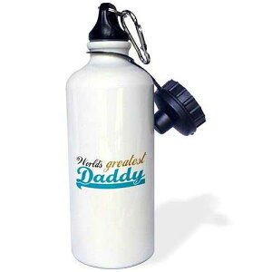 3dRose Worlds Greatest Daddy Best Dad in The World Blue Text on White Good for Fathers Day Sports Water Bottle, 21 oz, Brown