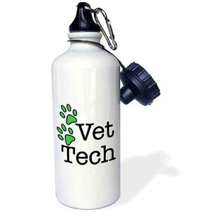 3dRose "Vet Tech, Green" Sports Water Bottle, 21 oz, White