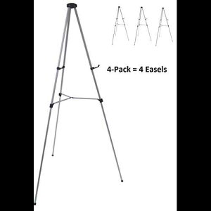 yʃA~jELkfBXvC C[[AVo[ (4 pbN) Audio-Visual Direct Lightweight Aluminum Telescoping Display Easel, Silver (4 Pack)