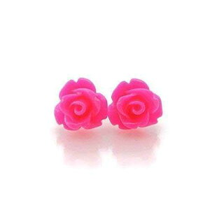 ڂɌȂNbvI 9 mm [Y CO mz[p ^t[AuCgsN Pretty Smart Invisible Clip On 9mm Rose Earrings for Non-pierced Ears Metal Free, Bright Pink
