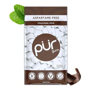 PUR Gum Aspartame Free Chewing Gum 100% Xylitol Natural Chocolate Mint Flavored Gum, 55 Pieces (Pack of 1)