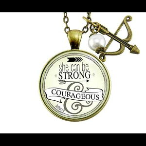 Gutsy Goodness 24 �C���` �ޏ��͋����Ȃ�� �E�C����l�b�N���X �E���Ȑl���̈��p �|�̖� Gutsy Goodness 24 She Can Be Strong Courageous Necklace Brave Life Quote Bow Arrow