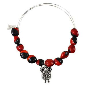 �����p�y���[�g���\�o���O���u���X���b�g - Huayruro ���b�h�u���b�N�V�[�h�A�t�N���E�M�t�g�`���[�� - Evelyn Brooks �� EvelynBrooksDesigns Peruvian Expandable Bangle Bracelet for Women - Huayruro Red Black Seeds, Owl