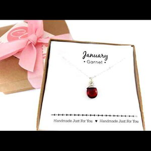 K[lbg WFXg[ 1 ̒a lbNX - X^[OVo[ uIbg eBAhbv WG[ - ޏւ̃Mtg CY Design Studio Garnet Gemstone January Birthstone Necklace - Sterlin