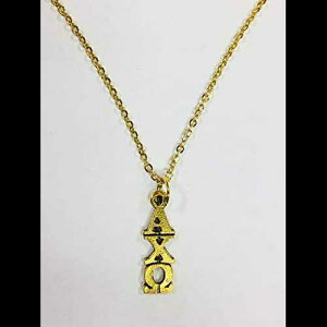 S[h At@ JC IK AXO qwNu @G[ lbNXA18 C` `F[ Ann Peden Jewelry Gold Alpha Chi Omega AXO Sorority Lavaliere Necklace, 18 inch chain