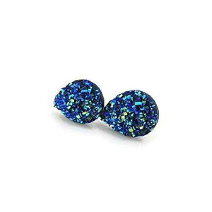 eBAhbv^AtFCNhD[W[Xg[X^bhvX`bN|XgCOA14mm u[ Pretty Smart Teardrop Shaped, Faux Druzy Stone Studs Plastic Post Earrings, 14mm Blue