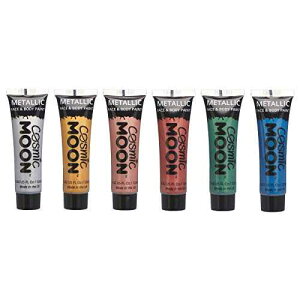 Cosmic Moon - ��Ƒ̗p���^���b�N �t�F�C�X �y�C���g ���C�N�A�b�v - 0.40 �t�ʃI���X - ���f�I�ȃ��^���b�N �t�F�C�X �y�C���g �f�U�C�����쐬���܂��傤�B- 6 �Z�b�g - ���e: �V���o�[�A�S�[��
