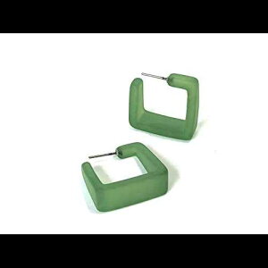 V[OX O[ tXg [TCg XNGA LrXg t[v Leetie Lovendale Sea Glass Green Frosted Lucite Square Cubist Hoops