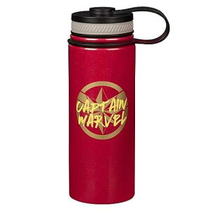 Seven20 The Marvels: Captain Marvel Stainless Steel Water Bottle, 18oz - Insulated Thermos To-go Travel Bottle for Coffee, Water and More - Avengers Movie Gift for Kids, Girls, Teens, Women and Adults