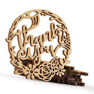 Summer-Ray 50 ؐ[U[Jbg 肪Ƃ   ap[eB[ fpȍD Mtg^O Summer-Ray.com Summer-Ray 50pcs Wooden Laser Cut Thank You Floral Wedding Birthday Party Rustic Favor Gift Tags