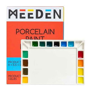 MEEDEN 18-Well Porcelain Artist t Palette, Mixing Art Ceramic Watercolor t Palette for Watercolor Gouache Acrylic Oil ting, Rectangle 8 by 5-1/2-Inch