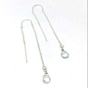 ANA} uIbg O Xb_[ sAX (X^[OVo[) CHEFJEWELRY/ElmParkJewelry/ChefMel Aquamarine Briolette Long Threader Earrings in Sterling Silver