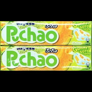 UHAo v`IO~&\tgLfB t[ct[o[e 2pbN e1.76IX () UHA Mikakuto Puchao Gummy n' Soft Candy Variety of Fruit Flavors 2 Pack, 1.76 oz each (Melon)