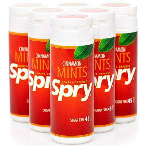 Spry LVg[ ~gAViA45 JEg (6 pbN) - ǒNAt̐𑝉AL~߂uX~g Spry Xylitol Mints, Cinnamon, 45 Count (6-Pack) - Breath Mints That Promote Ora