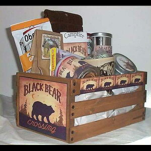N} Mtg oXPbg ؔ R[q[ }O `R[g n^[ Mtg LfB Y xA Handcrafted Bear Gift Basket Wood Crate Coffee Mug Chocolate Hunters Gifts Candy Mens Bears