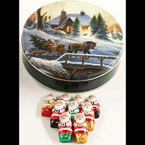 Scott's Cakes zC݃\bh~N`R[g 2C` 킢T^A^ʓ Scott's Cakes Foil Wrapped Solid Milk Chocolate 2" Cute Santas in a Medium Sleigh Ride Tin