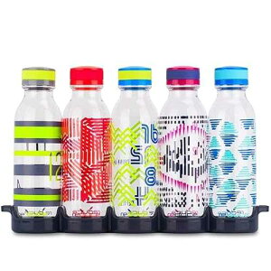 Reduce WaterWeek Reusable Water Bottle Set, 20oz - Plastic Reusable Water Bottle Set of 5, Plus Fridge Tray - BPA-Free, Leak Proof Twist Off Cap - Score