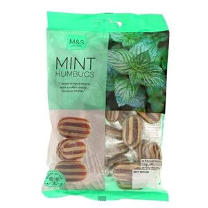 miubaao Mint Humbugs Classic Striped Sweets with a toffee centre 225g (pack of 3)