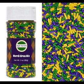 ミスティック スプリンクルズ マルディグラ ミックス ジミーズ スプリンクルズ 3オンス ボトル Mystic Sprinkles Mardi Gras Mix Jimmies Sprinkles 3oz Bottle