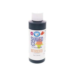 Hypothermias Shaved Ice and Snow Cone Syrup Unsweetened Flavor Concentrate - 4 Fl. Oz - Makes 1 Gallon of Syrup - Butterscotch - Must Add Filtered Water and Sweetener