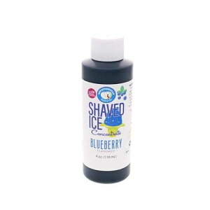 Hypothermias Shaved Ice and Snow Cone Syrup Unsweetened Flavor Concentrate - 4 Fl. Oz - Makes 1 Gallon of Syrup - Blueberry - Must Add Sugar and Water