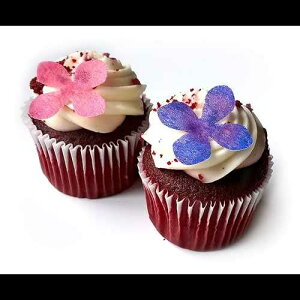 Deco Machine 24 Purple and Pink Flower Flat Edible Wafer Paper F Very Small 1.25" Flower Cake Cupcake Toppers Decoration