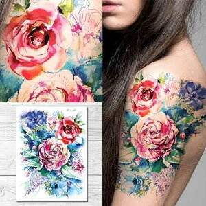 f炵ꎞIȃ^gD[ - ʉ̉ẲԂ̉ԑ Supperb Temporary Tattoos - Watercolor ting Bouquet of Summer F
