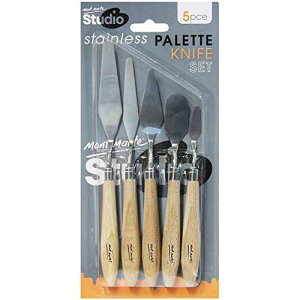 Mont Marte Studio pbgiCt 5 _ZbgB܂܂ȃTCYƃX^C̃XeX|pbgiCt̑IB Mont Marte Studio Palette Knife Set, 5 Piece. Selection of Different Sizes and Styles of Stainless Steel 