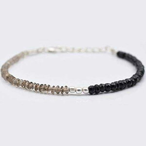 VRX[L[NH[cubNXslr[YuXbgX^[OVo[a΃WG[ anushruti Natural Smoky Quartz Black Spinel Beads Bracelet Sterling Silver Findings Birthstone Jewelry