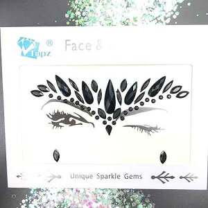 TOPAZ Black Face Jewels stick on festival accessories halloween face tattoo rhinestones for makeup Self-Adhesive body Jewels Body Gems face Jewelry temporary tattoos(black)