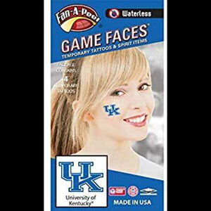 Fan A Peel University of Kentucky (UK) Wildcats ? Waterless Peel & Stick Temporary Spirit Tattoos ? 4-Piece ? Blue/White UK Logo
