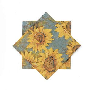 Elinnee 40 Pcs Sunflower Paper Napkins, 3Ply Floral Decor Cocktail Napkins for Party Lunch Dinner, Fall Paper Napkins for Decoupage, Disposable Sunflower Napkins, 13"x13"