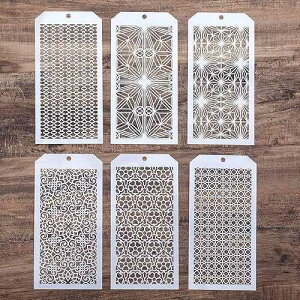 SLGIFT DIY Decorative Stencil Template for Scrapbooking ting on Wall Furniture Crafts,Set of 6 (Seamless Geoemtry)