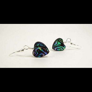 アワビの殻のハート型ピアス、スターリングシルバーの耳ワイヤー付き Jenni Leigh Creations Abalone Shell Heart Shaped Pierced Earrings with Sterling Silver Ear Wires