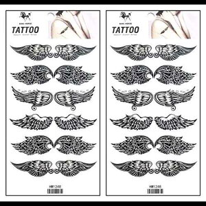 Rareeasy Waterproof Tattoo Sticker Tattoos 2 Sheets Angel Wings Cartoon Tattoo Art Fashion Temporary Tattoos Body Art Stickers Fake Waterproof Removable Stickers Party for Teens Men Women (08)