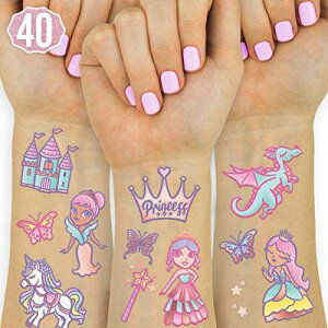 xoAtFeB vZX qpꎞIȃ^gD[ - 30 ̃Ob^[ X^C jR[̒ap[eB[piA̋LOi + @̃fR[V xo, Fetti Princess Temporary Tattoos for Kids - 