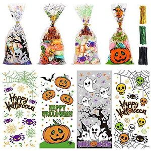 STEFORD nEB Zt@obO 200 NALfB[ NbL[ g[gobO 400̃cCXg^Ct nEBp[eB[̋LOip STEFORD Halloween Cellophane Bags,200PCS Clear Candy Cook