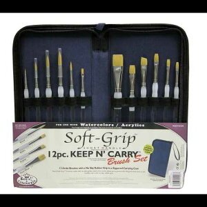 C&OjbP L[v&L[ A[eBXg \tgObv uVZbg Wbp[P[Xt Royal & Langnickel Keep n Carry Artist Soft Grip Brush Set with Zippered Case