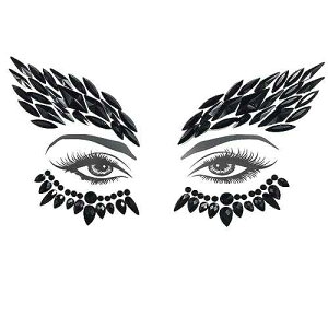 Topaz black face jewels tattoo eye sticker festival body sticker black gems holidays halloween decoration temporary tattoo for skin
