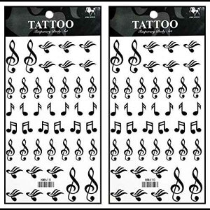Rareeasy Waterproof Tattoo Sticker Tattoos 2 Sheets Musical notes Music love symbols Temporary Tattoo 3D Fake Waterproof for Man Women Girls Lower Back Shoulder Neck Arm
