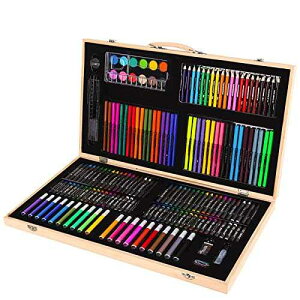Alikeke 180 `A[g }[J[ uV y Zbg LbY Mtg ؔpbP[Wt ʃA[g Zbg ItBXpi Mtg Alikeke 180 PCS Drawing Art Markers Brush Pen Set Kids Gift with Wooden Box 