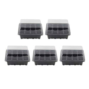 TOPBATHY 5pbNqX^[^[Lbg 12ZcgC K[fjOgCALbg xh[t |ɐB~͔p ubN TOPBATHY 5 Pack Seed Starter Kit 12 Cells Seedling Trays Gardening 