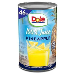Dole 100% Pineapple Juice, No Added Sugar, Excellent Source of Vitamin C, 100% Fruit Juice, 46 Fl Oz Can, Pack May Vary