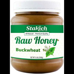 Stakich \oI - 100% AHAMAR[V - 5 |h (80 IX) Stakich BUCKWHEAT RAW HONEY - 100% Pure, Unprocessed, Unheated, KOSHER - 5 LB (80 oz)
