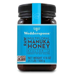Wedderspoon Raw v~A}kJnj[AEہA`qg݊X[p[t[hA17.6 IX Wedderspoon Raw Premium Manuka Honey, Unpasteurized, Non-GMO Superfood, 17.6 oz