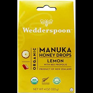Wedderspoon I[KjbN }kJnj[ hbvXA & r[ v|XA20  (1 pbN) {̃j[W[hYI ÅɍœKȎÖ@ Wedderspoon Organic Manuka Honey Drops, Lemon & Be