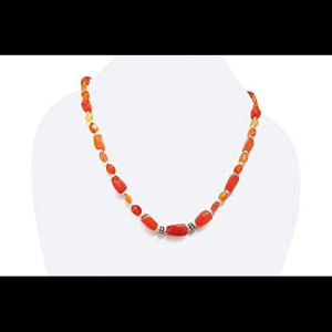VRIW J[lA r[Y lbNX Xgh X^[O Vo[ WFXg[ r[Y WG[ anushruti Natural Orange Carnelian Beads Necklace Strand with Sterling Silver Gemstone Beaded Je