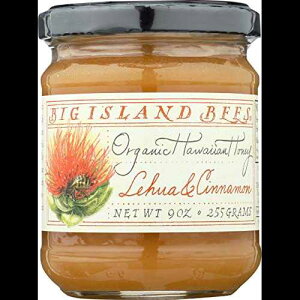 Big Island Bees̃I[KjbNtAƃVinj[i9IX̃KXrj Organic Lehua and Cinnamon Raw Honey by Big Island Bees (9 oz Glass Jar)